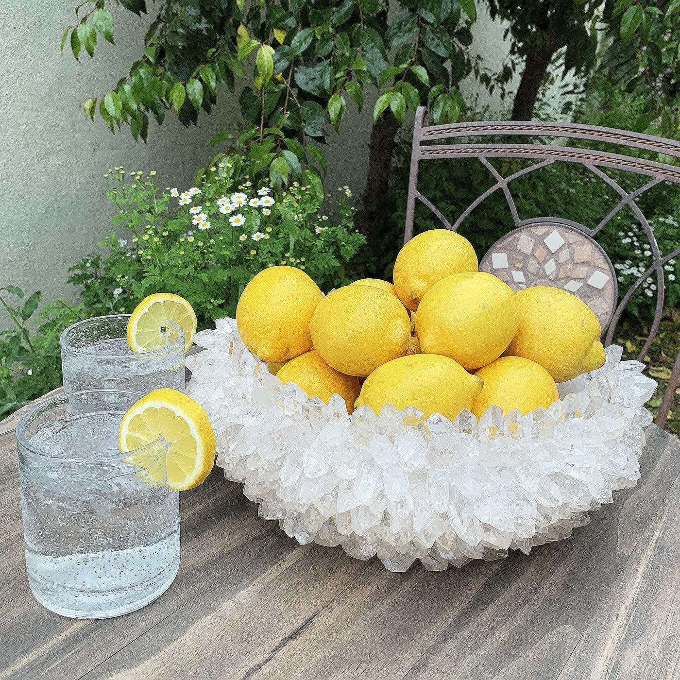 crystal point bowl with lemons in it