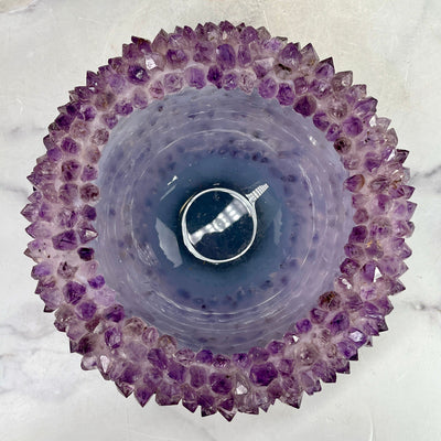 Amethyst Crystal Point Bowl - Handmade - Home Decor top view