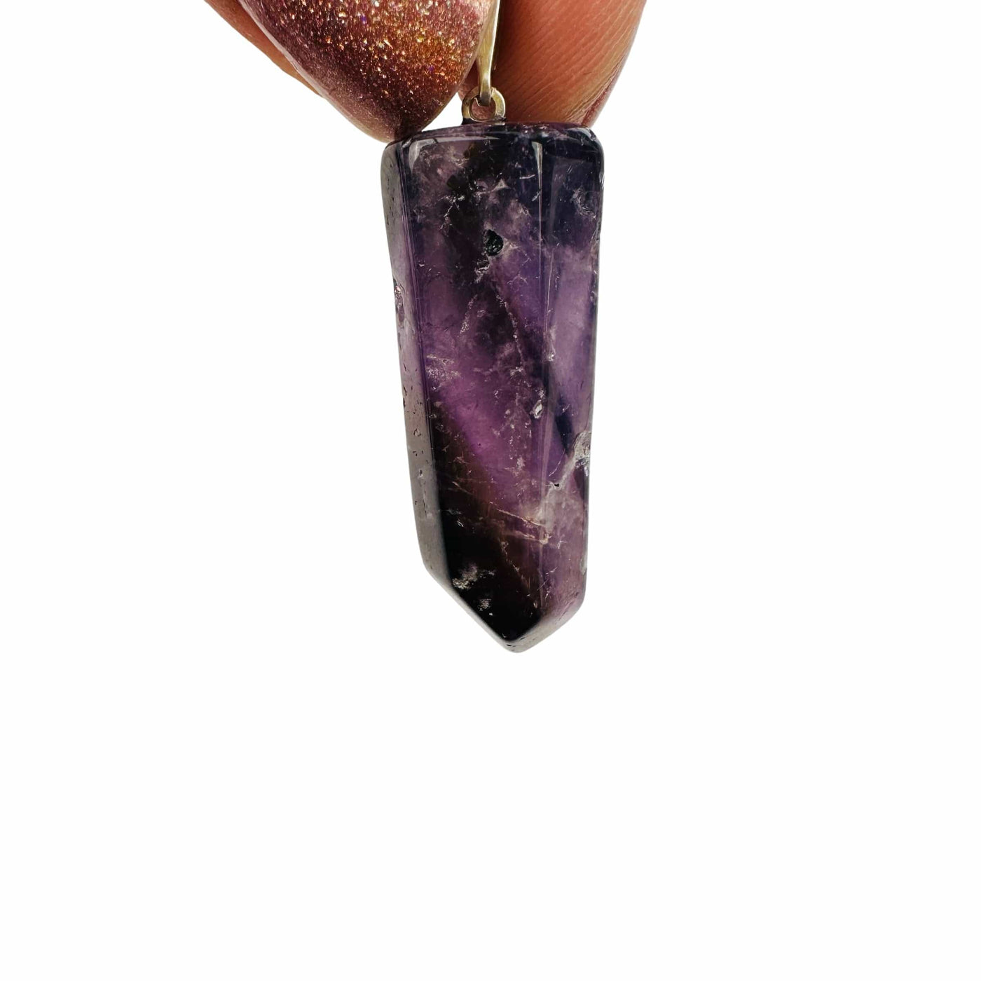close up of this amethyst pendant