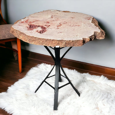 Pink Amethyst Crystal Table displayed as home decor 