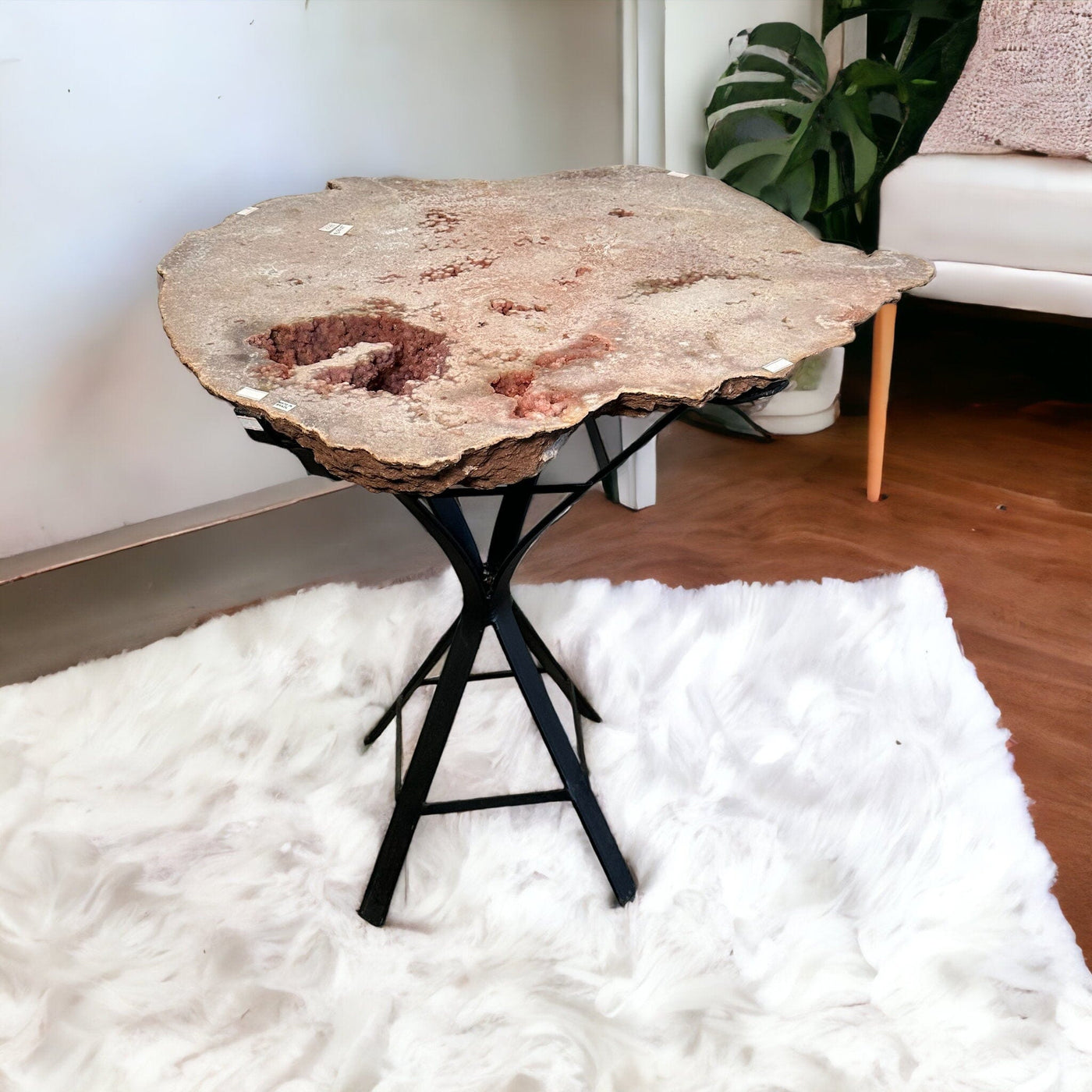 Pink Amethyst Crystal Table - Amazing One of A Kind - displayed as home decor 