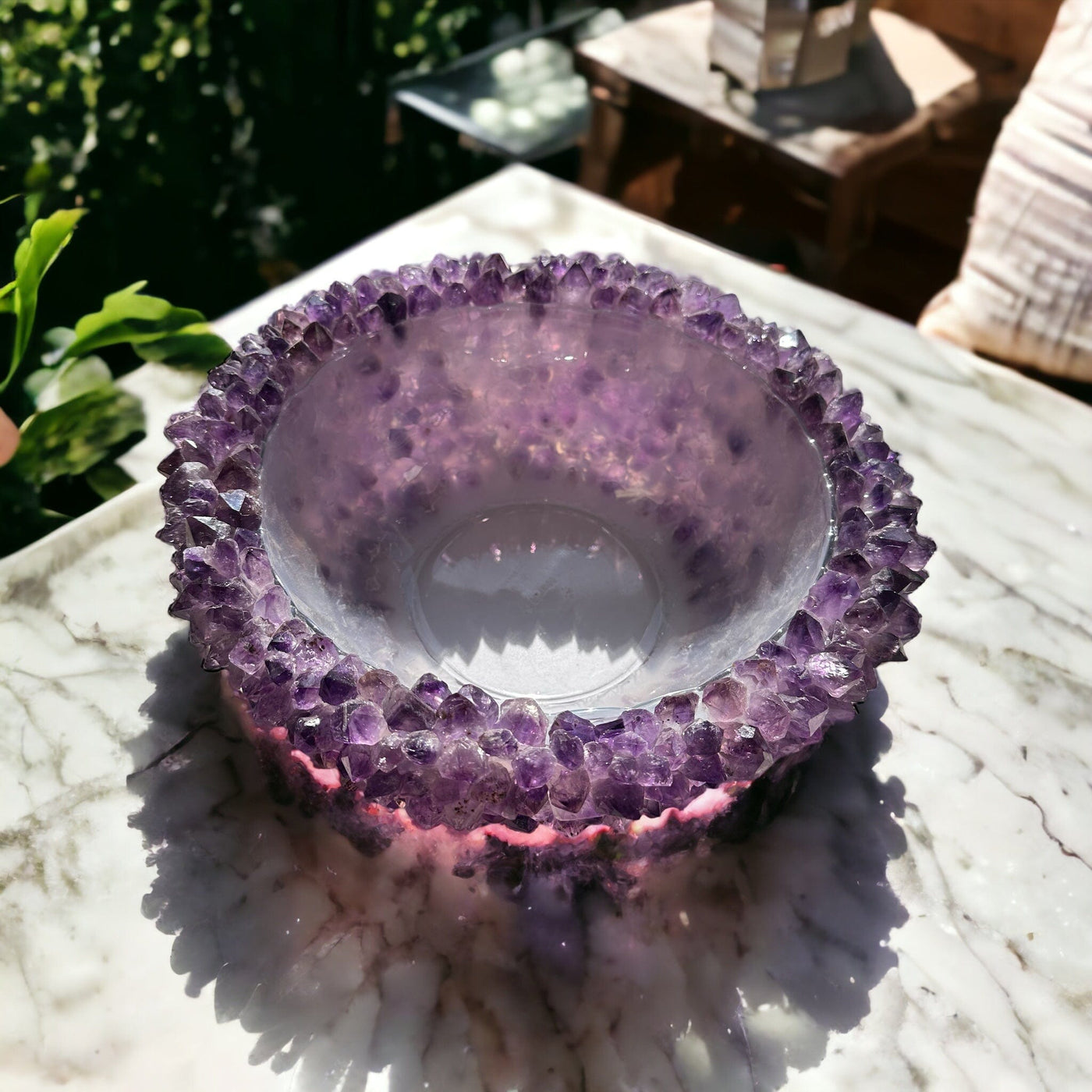 amethyst bowl displayed as home decor 