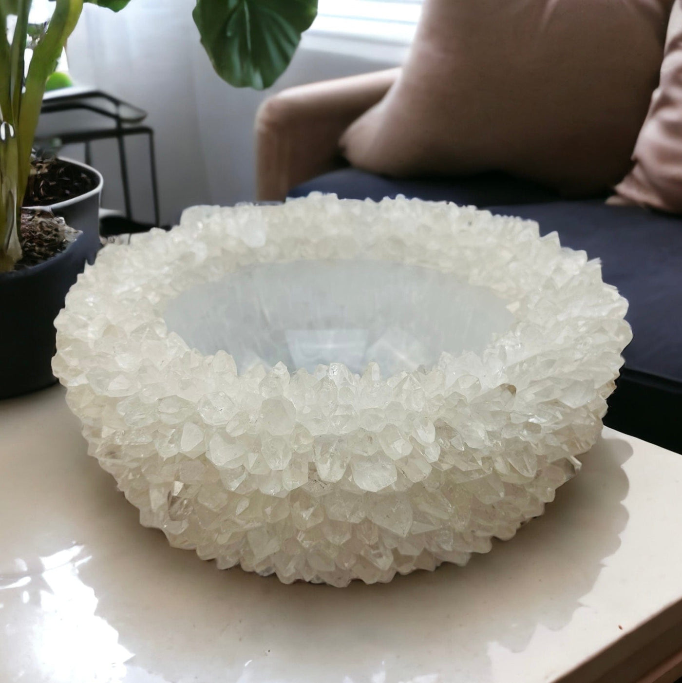 Crystal Point Bowl - Handmade with Natural Stone Points displayed as home decor 