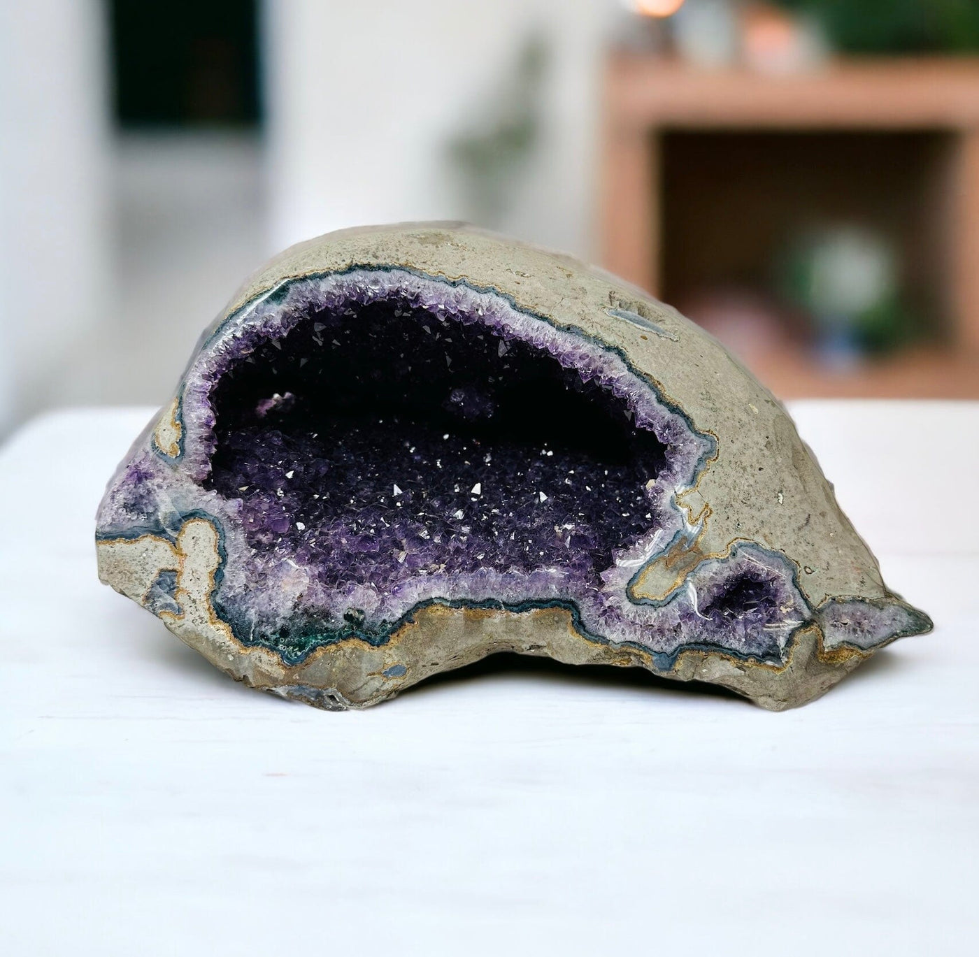 amethyst geode displayed as home decor 