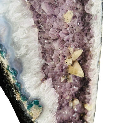 close up of the details on this amethyst cathedral 
