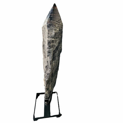 Extra Large Black Tourmaline Point with Red Iron on Metal Stand