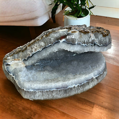 Semi-polished Agate Freeform with Druzy sparkle - Large Crystal Over 123pounds displayed as home decor 