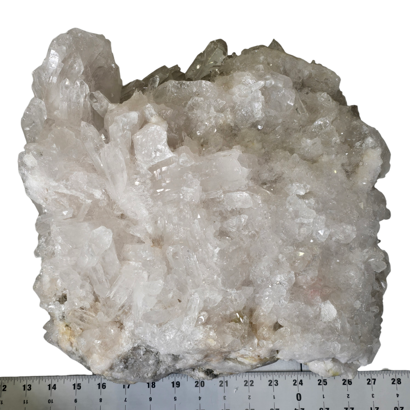 Giant Crystal Quartz Cluster #1 top view with ruler for size reference