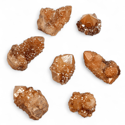 Sunshine Cactus Quartz - Spirit Quartz Crystal Cluster seven on white background