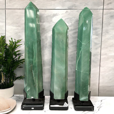 Large Green Quartz Points on Metal Stand - You Choose
