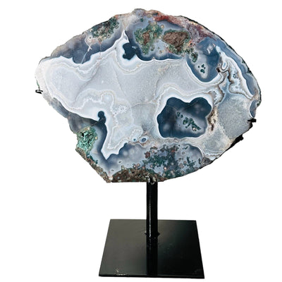 Natural Agate Slab on a Metal Stand 