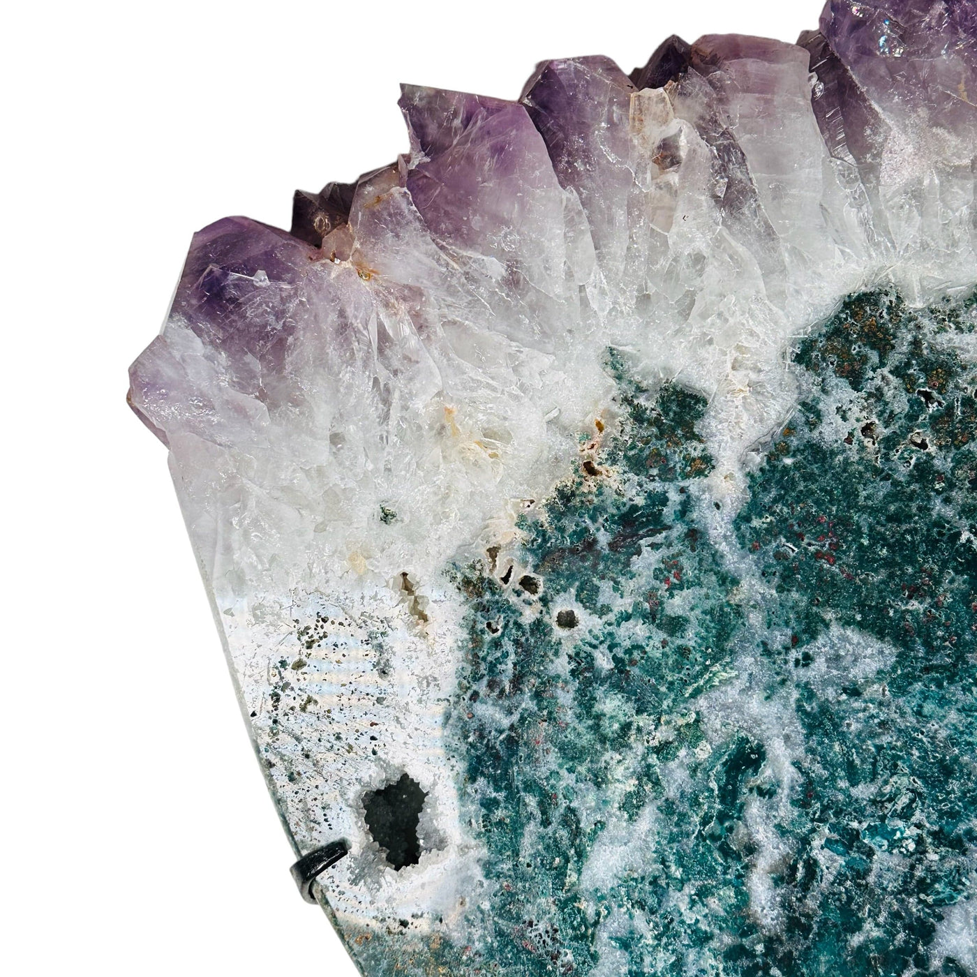 close up of the amethyst clusters 