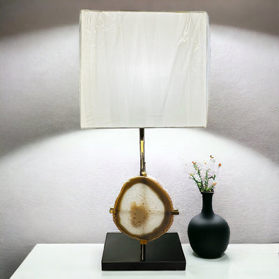 Natural Agate Slice Lamp displayed as home decor