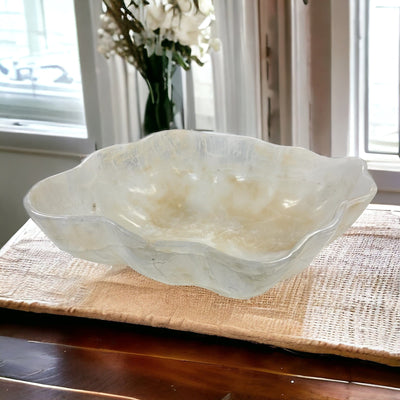 Light Colored Mexican Onyx Bowl - Large Bowl displayed as home decor 