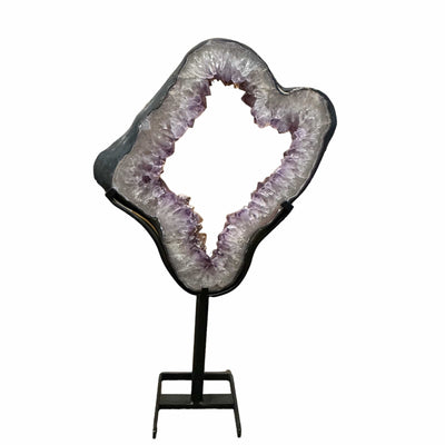 Amethyst Portal with Calcite on Metal Stand 