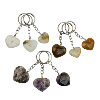 Gemstone Heart Keychains (6BROWNSHELF)