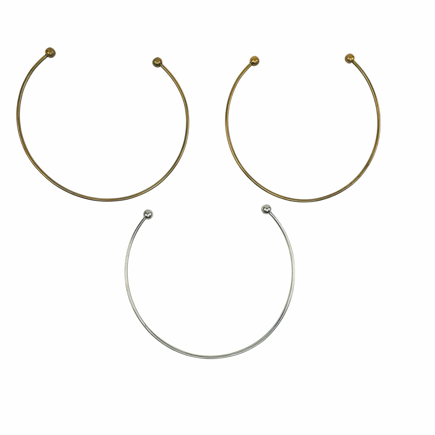 brass choker style necklaces available in silver or gold tone 