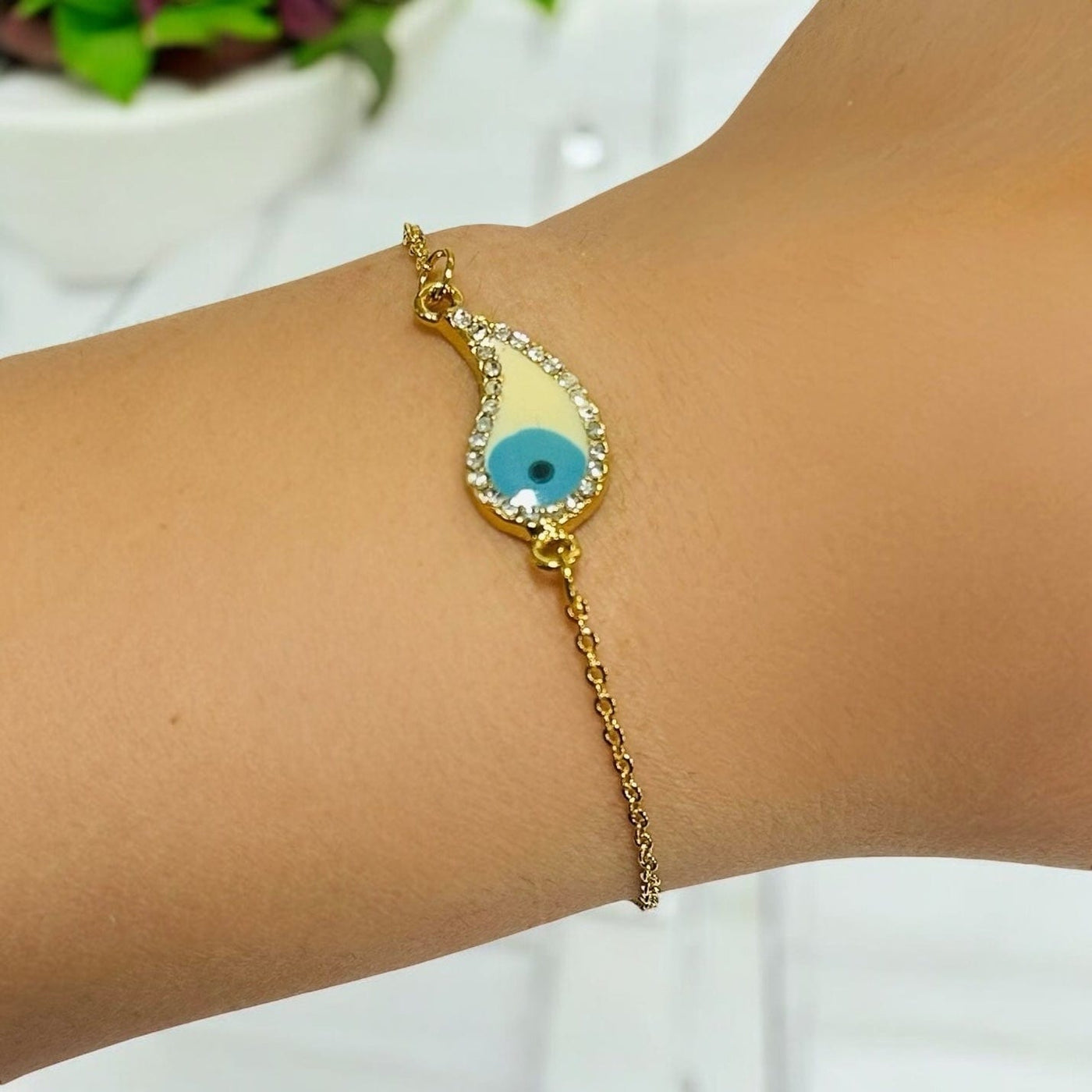 protection bracelet on wrist for size reference 