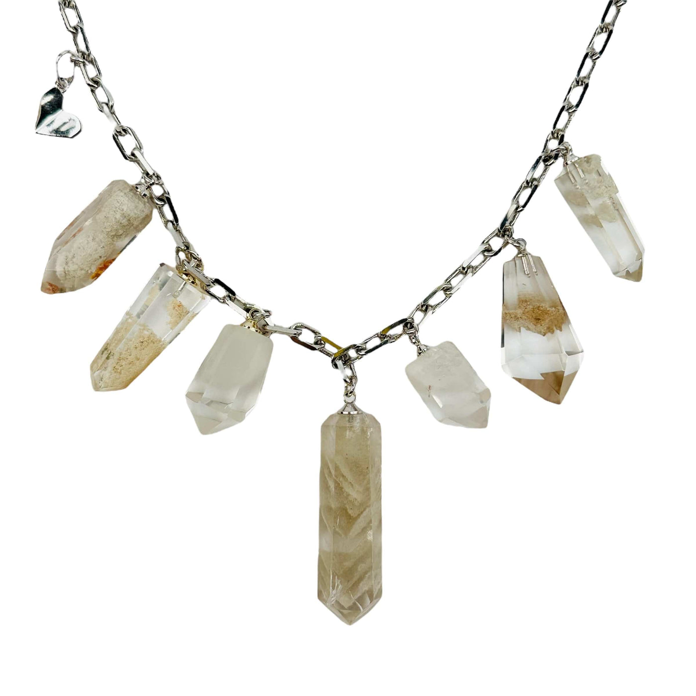 close up of the crystal charms on this necklace 