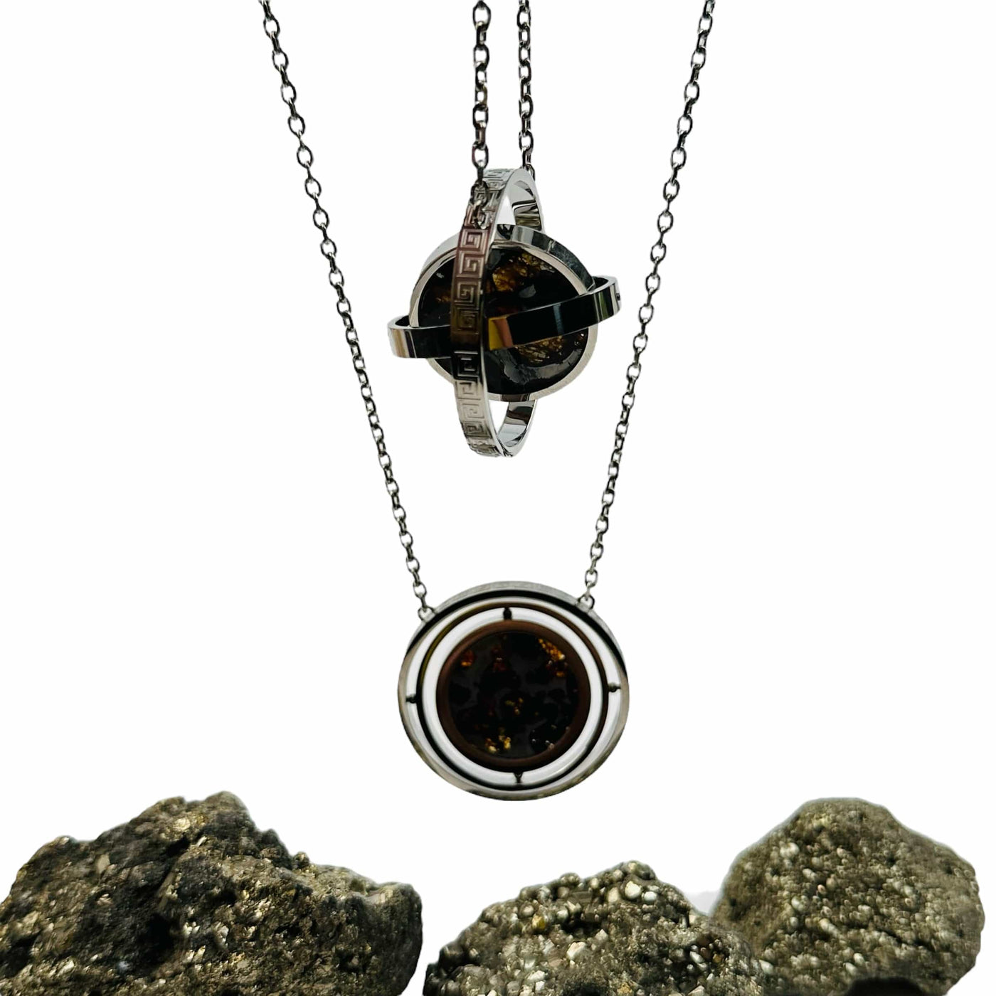 Sericho Pallasaite Meteorite Silver Necklaces