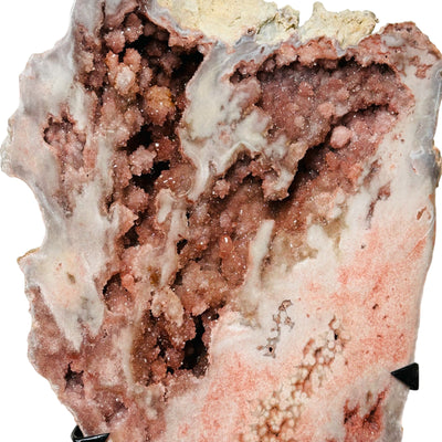 close up of the pink amethyst druzy crystals 