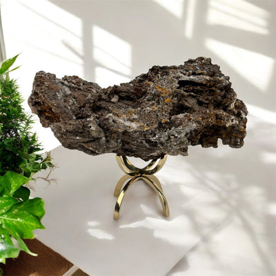 Natural Calcite Crystal Formation on Stand displayed as home decor