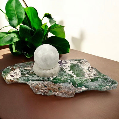  Large Rainbow Fluorite Free Formed Crystal Slab displayed as home decor 