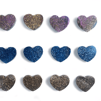 Titanium Druzy Heart Cabochons come in multiple colors 