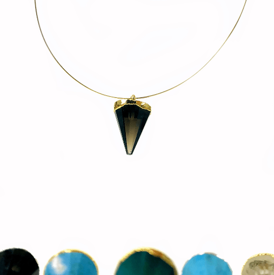 Gemstone Small Pendulum Pendants in Electroplated 24k Gold/Silver Cap & Bail