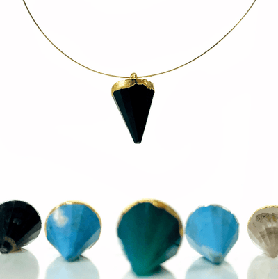 black onyx pendant on necklace chain 