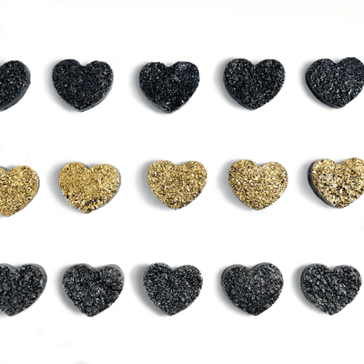 Titanium Druzy Heart Cabochons come in multiple colors