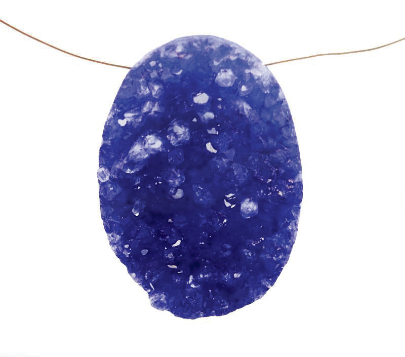 Druzy Bead Large Purple Oval Shaped Top Side Drilled Bead