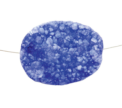 Druzy Bead Petite Purple Oval Shaped Top To Bottom Drilled Bead - (RK35B19-08)