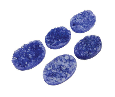 Druzy Bead Petite Purple Oval Shaped Top To Bottom Drilled Bead - (RK35B19-08)