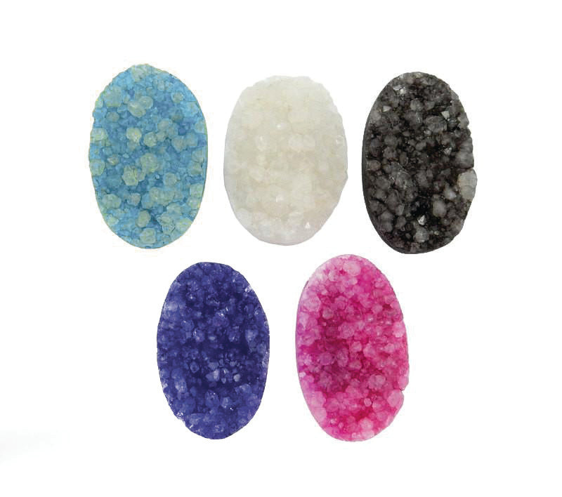 Druzy Bead Petite Purple Oval Shaped Top To Bottom Drilled Bead - (RK35B19-08)