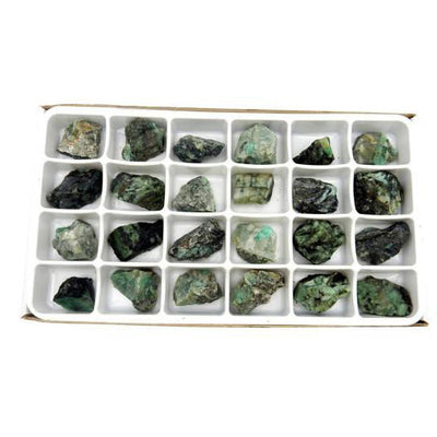 Emerald Rough Stone Crystals in a Flat Box  - 24 pieces 