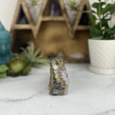 Amethyst Stalactite Freeform Cut Base Crystal side view