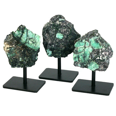 Emerald on Metal Stand - Raw Emerald Chunk - Crystal Healing - Home Decor - Crystal Collection