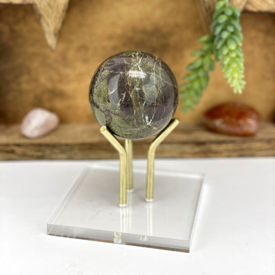 bloodstone with decorations in the background