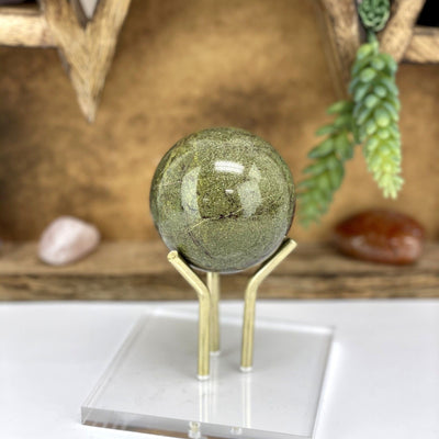 bloodstone with decorations in the background