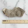 Citrine Crystal Cluster on marble base next to ruler for size reference.