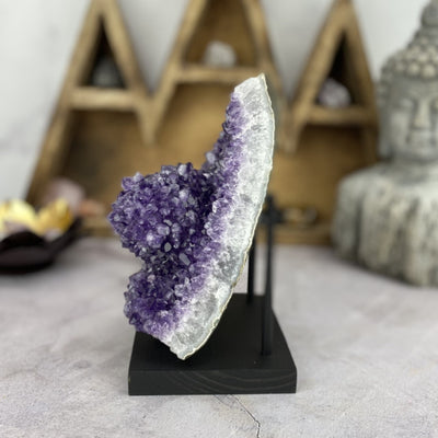 amethyst with decorations in the background