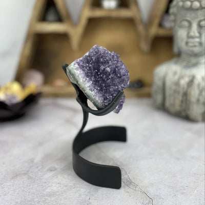 amethyst with decorations in the background