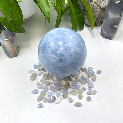 Blue Calcite Polished Sphere  from above looking down