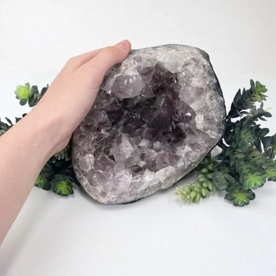 amethyst with decorations in the background