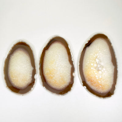 agate slices on white background