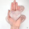 Rose Quartz Crystal Polished Hearts on hand for size reference 