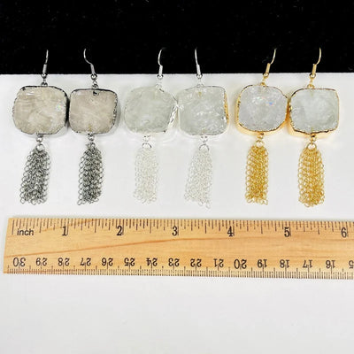 earrings with decorations in the background