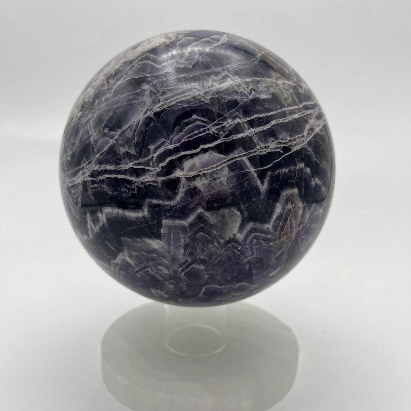 Chevron Amethyst Crystal Ball Sphere close up of another side