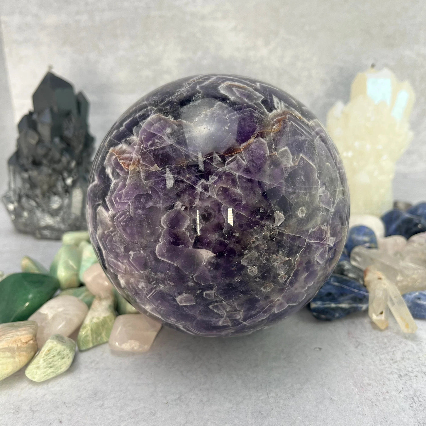 Chevron Amethyst Crystal Ball Sphere